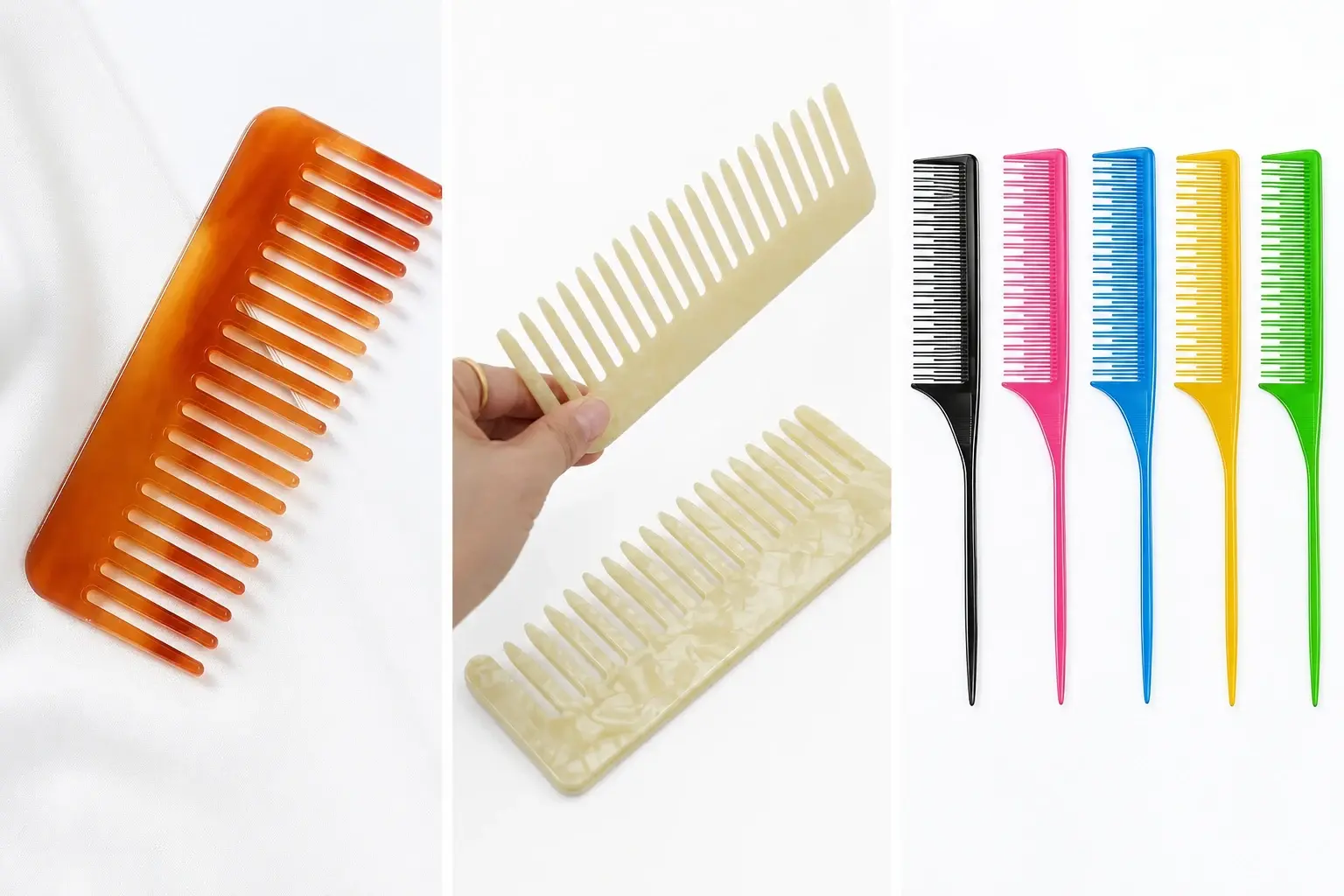 Wide-tooth, acetate and tail-comb examples for comparing specification choices