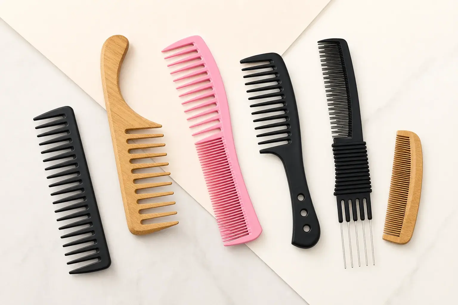 Fine, wide and mixed-tooth comb layouts arranged for structural comparison